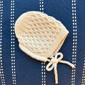 Cream Knit Baby Bonnet